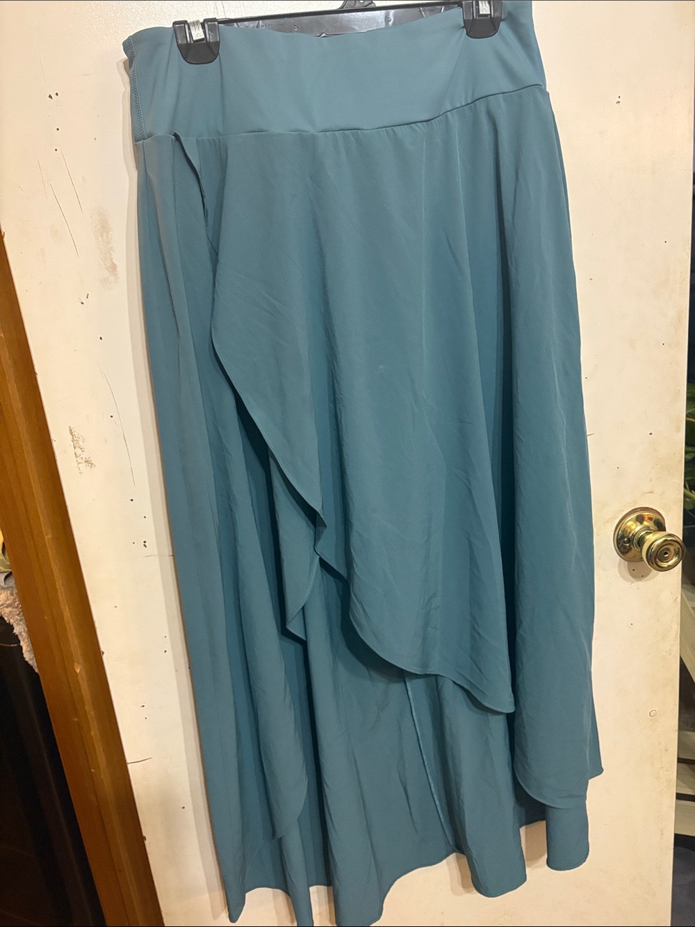 Teal Asymmetrical Layered Midi Skirt - Women